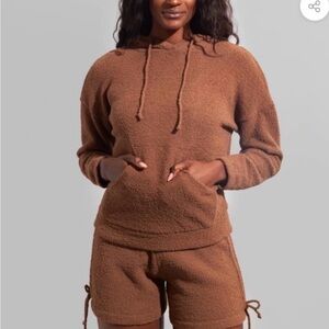 Buffbunny Collection Teddy Brown Women's Hoodie and shorts SET